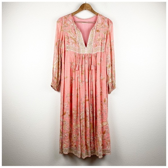Spell And The Gypsy Collective Hendrix Boho Midi Dress in Dusty Pink Size Small - Picture 6 of 15